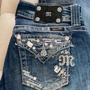 Size 26 boot cut miss me jeans bedazzled real rhinestones